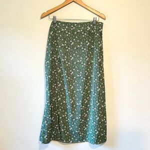 Floral Green Midi Skirt